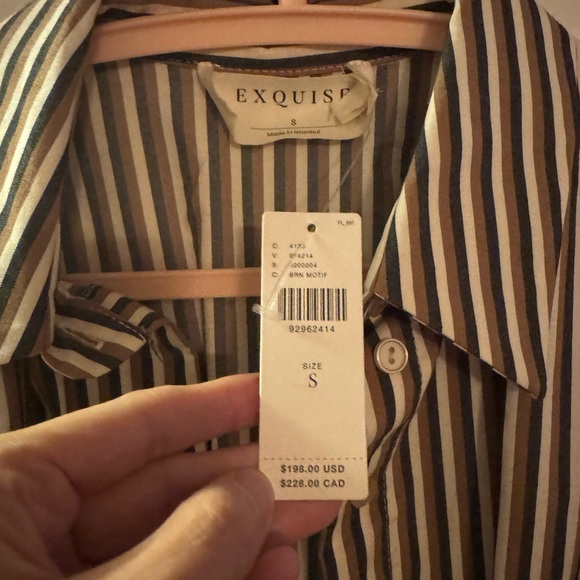 Anthropologie Exquise Tobie Shirt
Dress Brown Stripe Small NWT - Picture 2 of 3